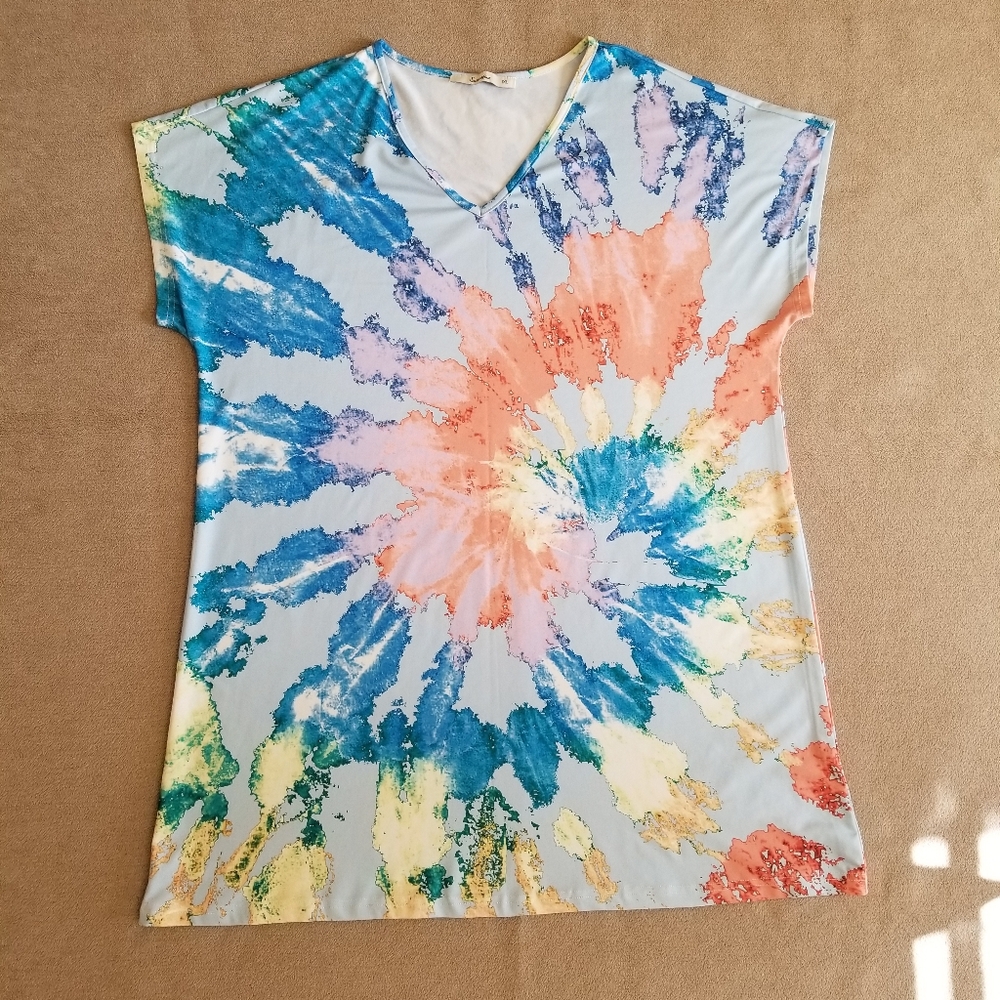 Short Tie-Dye Summer Dress Women's Size 1XL